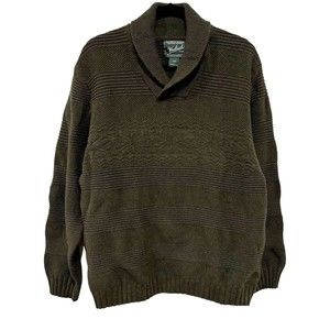 Woolrich Pullover Mens Size Large Olive Green Cowlneck Wool/Cotton Blend Sweater